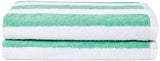 Amazon Basics Quick Dry, Large, Absorbent, Soft Cabana Stripe Beach Towel - 2-Pack, 30 in x 60 in, Green