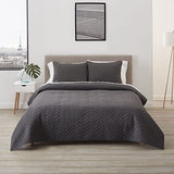 Lacoste Herringbone Stitch 2-Piece Quilt Set, Twin, Castle Rock Grey