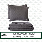 Lacoste Herringbone Stitch 2-Piece Quilt Set, Twin, Castle Rock Grey