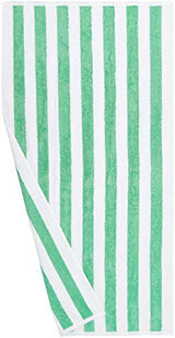 Amazon Basics Quick Dry, Large, Absorbent, Soft Cabana Stripe Beach Towel - 2-Pack, 30 in x 60 in, Green