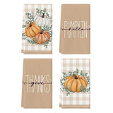 Artoid Mode Orange Hello Pumpkin Fall Kitchen Towels Set of 4 18x26 Inch