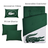 Lacoste Crew 4-Piece Comforter Set, 100% Cotton Percale, King, Green