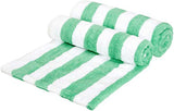 Amazon Basics Quick Dry, Large, Absorbent, Soft Cabana Stripe Beach Towel - 2-Pack, 30 in x 60 in, Green