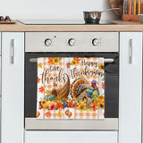 Unibyby Thanksgiving Kitchen Towels, Turkey Towels Set of 2, Farmhouse Give Thanks Dish Hand Towels with Orange White Bu