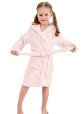 Umeyda Girls' Bathrobe, Plush Pool Cover up Hooded Fleece Robe Bathrobe for Toddler Little & Big Girls, Pink, US 3T, CN 100