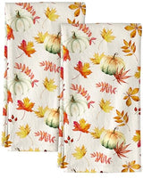 Miss Adola 150GSM Flour Sack Kitchen Towels Set of 2, Pumpkin Leaf