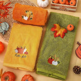 JarThenaAMCS 3Pcs Fall Hand Towels for Bathroom, Embroidered Pumpkin