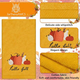 JarThenaAMCS 3Pcs Fall Hand Towels for Bathroom, Embroidered Pumpkin