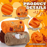 Fanfanwin 3 Pcs Fall Hand Towels for Bathroom 13.8 x 29.5 Inch Autumn Decorative Bath Towels Sets 100% Cotton Embroidere