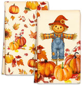 Miss Adola Fall Microfiber Kitchen Towels Set of 2, Straw Pumpkin