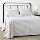 Lacoste 100% Cotton Percale Sheet Set, Graphic Stripe Print, Dark Grey, Full