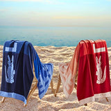Lacoste Ombre Block 2 Pack, 100% Cotton Oversized Beach Towel, 72" x 36", Blue and Red