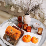 Fanfanwin 3 Pcs Fall Hand Towels for Bathroom 13.8 x 29.5 Inch Autumn Decorative Bath Towels Sets 100% Cotton Embroidere