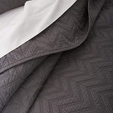 Lacoste Herringbone Stitch 2-Piece Quilt Set, Twin, Castle Rock Grey
