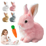 Crymoy Easter My Realistic Bunny Toy, 2025 New Interactive Bunny Realistic Bunny, Jumping, Twitching, and Shaking Ears Stuffed Animals Easter Plush Toy Easter Basket Essentials (Pink)