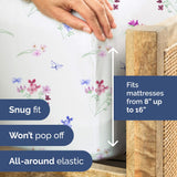 5 Piece Split King Butterfly Bed Sheets Set – Flat Sheet 108 x 102, 2 Fitted Sheets 39 x 80 and 2 Pillowcases 20 x 40 – Deep Pocket, Soft Lavender Botanical Bed Sheets – Oeko-TEX Pink Flower Sheet Set