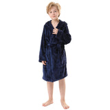 V.&GRIN Boys Fleece Robe, Hooded Toddler Soft Fuzzy Bathrobe for Kids 3-14 Years(Navy 7-8