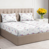 5 Piece Split King Butterfly Bed Sheets Set – Flat Sheet 108 x 102, 2 Fitted Sheets 39 x 80 and 2 Pillowcases 20 x 40 – Deep Pocket, Soft Lavender Botanical Bed Sheets – Oeko-TEX Pink Flower Sheet Set