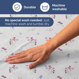 5 Piece Split King Butterfly Bed Sheets Set – Flat Sheet 108 x 102, 2 Fitted Sheets 39 x 80 and 2 Pillowcases 20 x 40 – Deep Pocket, Soft Lavender Botanical Bed Sheets – Oeko-TEX Pink Flower Sheet Set