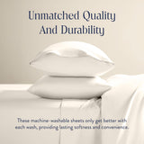 Brooklinen Luxury Sateen Sheet Set - 7 Piece 100% Cotton Bed Sheets - 1 Fitted & 1 Flat Sheet, 4 Pillowcases, 1 Duvet Cover, Soft Sateen Sheets for Ultimate Comfort Twin - Cream
