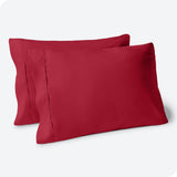 Bare Home Microfiber Pillow Cases - King Size Set of 2 - Cooling Pillowcases - Double Brushed - Red Pillowcases 2 Pack - Easy Care (King Pillowcase Set of 2, Red)