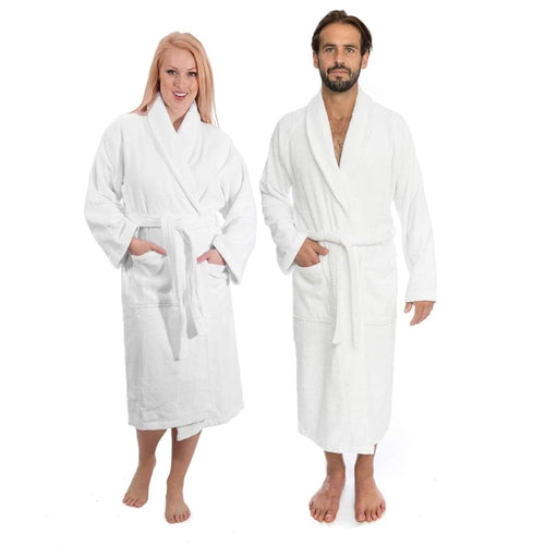 Classic Turkish Towels CTT - Luxury 100% Turkish Cotton Terry Cloth Bath Robe for Women & Men, 400 GSM Soft & Plush Long Robe