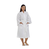 Waffle Robe for Women by BOCA TERRY, Soft Cotton Spa Robes for Summer, Lightweight Women's Knit Waffle Bathrobe, Kimono Style Bathrobes, White Small/Medium