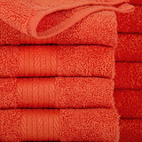 Ample Decor Wash Cloths Pack of 50 12 X 12 Inch 100% Cotton 600 GSM, Soft Absorbent, Machine Washable Face Towels, Reusable Fingertip Towels for Bathroom, Hotel, Gym, Spa - Orange