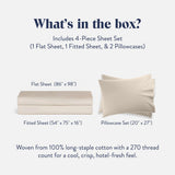 Brooklinen Luxury Percale Sheet Set - 4 Piece 100% Cotton Bed Sheets - 1 Fitted & 1 Flat Sheet, 2 Pillowcases - Cotton Percale Sheets for Hot Sleepers (Queen Size, Cream)