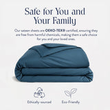 Brooklinen Luxury Sateen Duvet Cover - 100% Cotton, Twin/Twin XL Size in Abyss Blue with Extra-Long Corner Ties and Button Closure - Best Twin/Twin XL Duvet Covers