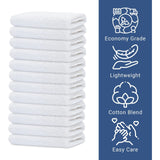 GOLD TEXTILES 120 Pack Economy White Washcloths Set (12x12 inches) - Cotton Blend Commercial Grade Cleaning Rags, Quick Drying & Soft Face Cloths, Fingertip Towels for Bathroom, Spa, Gym, and Kitchen