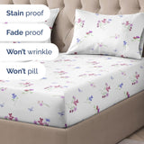 5 Piece Split King Butterfly Bed Sheets Set – Flat Sheet 108 x 102, 2 Fitted Sheets 39 x 80 and 2 Pillowcases 20 x 40 – Deep Pocket, Soft Lavender Botanical Bed Sheets – Oeko-TEX Pink Flower Sheet Set