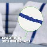 Towels N More 24x48 Soft Poolside Towels 60 Large Super Absorbent Pool Towel Blue Center Stripe Home Spa Gym Hotel Motel Rental House 100% Cotton Bath Towels