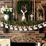Bunny Chorus Easter Decorations Garlands, Cute Easter Bunny with Wooden Beads Garland, Rustic Easter Banner for Wall Home Indoor Outdoor Spring Decor Supplies