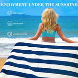 Exclusivo Mezcla 4 Pack 100% Cotton Oversized Beach Towels (35"x70"), Soft Cabana Stripe Thick Beach Towel for Adults, Super Absorbent Swim Travel Bath Pool Towel (Dark Navy)