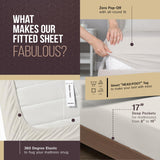 TEXAS LINEN CO. 100% Egyptian Cotton Sheets Queen Size - Snoozin' Supreme Collection 2000 Series Luxury Queen Bed Sheet Set, Cooling Sateen Weave, 17” Extra Deep Pocket Hotel Sheets (4 Pc, Light Grey)