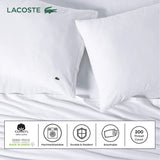 Lacoste 100% Cotton Percale Solid Sheet Set, Breathable, Cooling & Hotel Quality Sheets - Deep Pocket, Easy-Fit, Oeko-Tex Certified, Sleet, Full