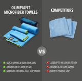 OlimpiaFit Quick Dry Towel - 3 Size Pack of Lightweight Microfiber Travel Towels w/Bag - Fast Drying Towel Set for Camping, Beach, Gym, Backpacking, Sports, Yoga & Swim Use