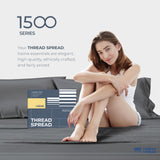THREAD SPREAD 100% Egyptian Cotton Sheets Queen Size - Luxury 1500 Series Queen Sheet Set Egyptian Cotton (4 PC, Dark Grey), Silky Soft, Sateen Weave, Cooling & Breathable, 17" Deep Pocket Bed Set