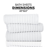 Classic Turkish Towels CTT - Luxury 3 Piece Jumbo Bath Sheets, 100% Turkish Cotton, Absorbent & Ultra Comfy Bath Towel Sheets for Hotels & Spa | 40"x65" (White)
