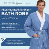 MONARCH Periwirnkle Plush Lined Microfiber Bath Robe for Men or Women