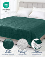 Kivik Cooling Weighted Blanket for Adults, 15 lbs Breathable Minky Dot Heavy Throw Blankets, Ultra Soft Weighted Comforter, Machine Washable, 60"x80" Queen, Dark Green