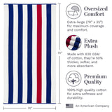 Laguna Beach Textile Co. Striped Cabana Beach Towel - Oversized, Plush 630 GSM Cotton - Red, White and Blue