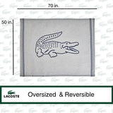 Lacoste Vintage Croc Oversized 50" x 70" Fleece Throw Blanket, Grey