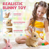 Crymoy Easter My Realistic Bunny Toy, 2025 New Interactive Bunny Realistic Bunny, Jumping, Twitching, and Shaking Ears Stuffed Animals Easter Plush Toy Easter Basket Essentials (Pink)