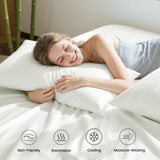 Love's cabin 4 Piece King Size Sheet Set, 100% Rayon Derived from Bamboo, Cooling & Breathable, Soft Silky Deep Pocket up to 16", Hotel Luxury Bedding for Hot Sleepers, White