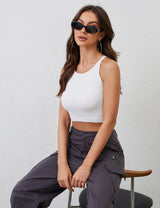 Sykooria White Sleeveless Undershirt Woman Spaghetti Strap Crop Tops Casual Trendy Slim Fit Tank Multipacks