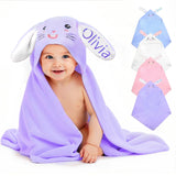 Individz Custom Hooded Bath Towel with Name, Personalized Highly Absorbent Bunny Towels, Baby Bath Towels for Girls Boys, Easter Brithday Shower Gifts for Baby, Toddler, Newborn (Purple)