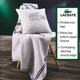 Lacoste Vintage Croc Oversized 50" x 70" Fleece Throw Blanket, Grey