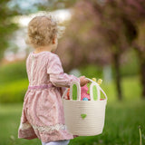 3 Pcs Easter Bunny Basket with Rabbit Ears Easter Egg Basket with Handle Woven Empty Easter Hunt Basket for Kids Toddler Baby Newborn Gifts Stuffer Candy Toy Storage Party Supplies, 12 x 9 Inch
